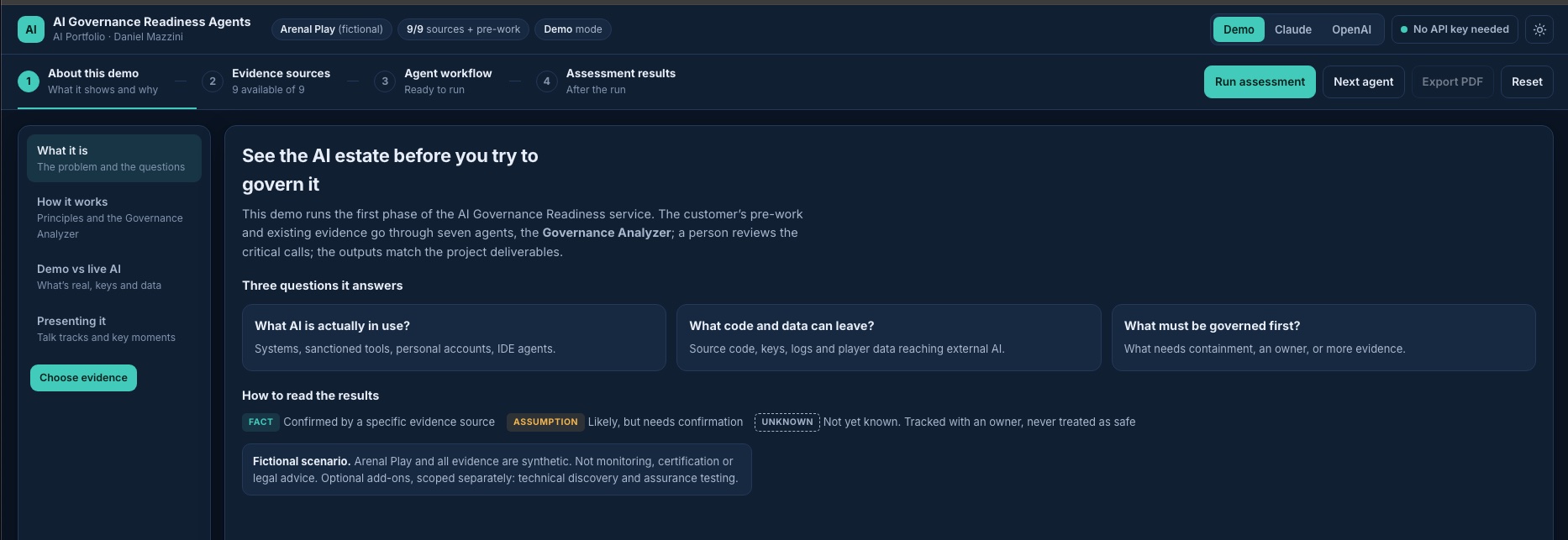 AI Governance Readiness Agents interface preview